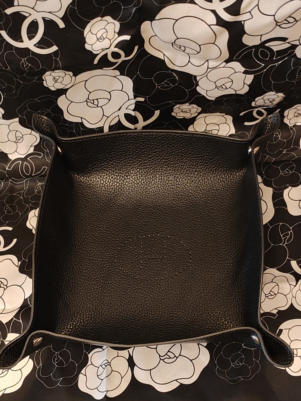 Black Leather "H" Jewelry/Makeup Organizer Tray
